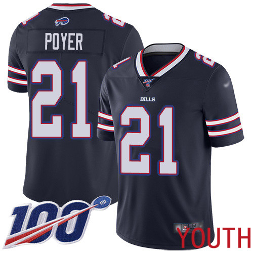 Youth Buffalo Bills 21 Jordan Poyer Limited Navy Blue Inverted Legend 100th Season NFL Jersey